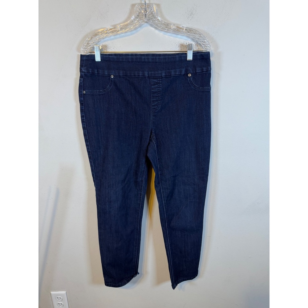Chico's Womens Ankle Jeans Pull On Stretch Dark Wash Indigo Blue Size 1.5